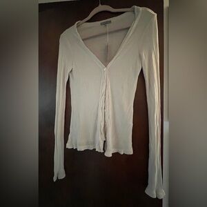 James Perse Cream Cotton Button-Down Shirt size 4 NWT